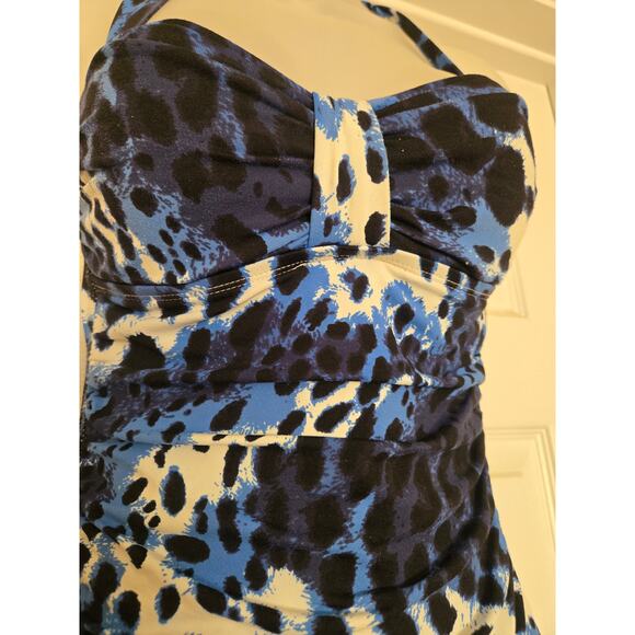 Tommy Bahama 1 PC Blue Animal Leopard Print Tankini Style Swimsuit, Small - Picture 2 of 7